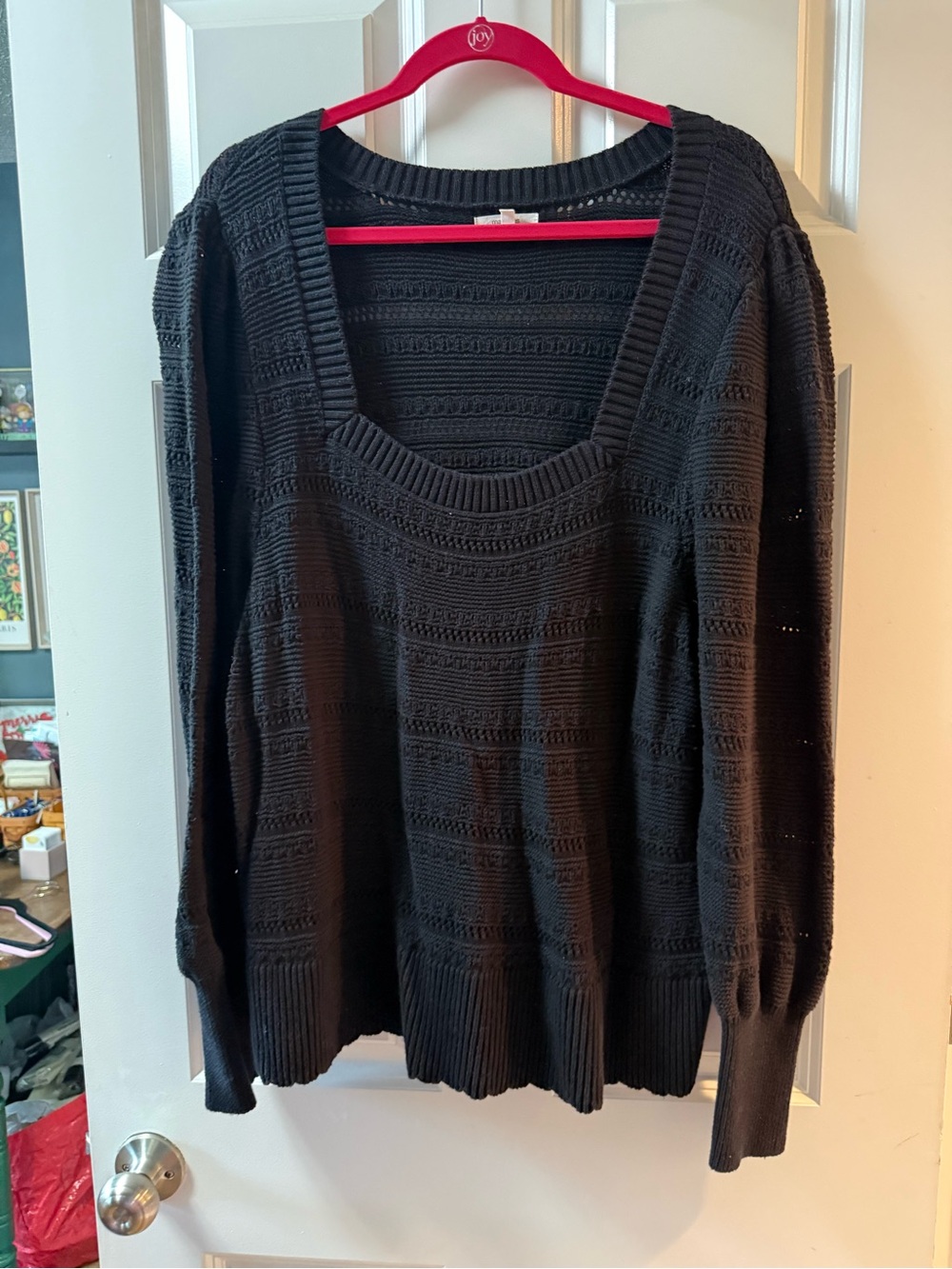 Maurices Black Scoopneck Open-Knit Sweater